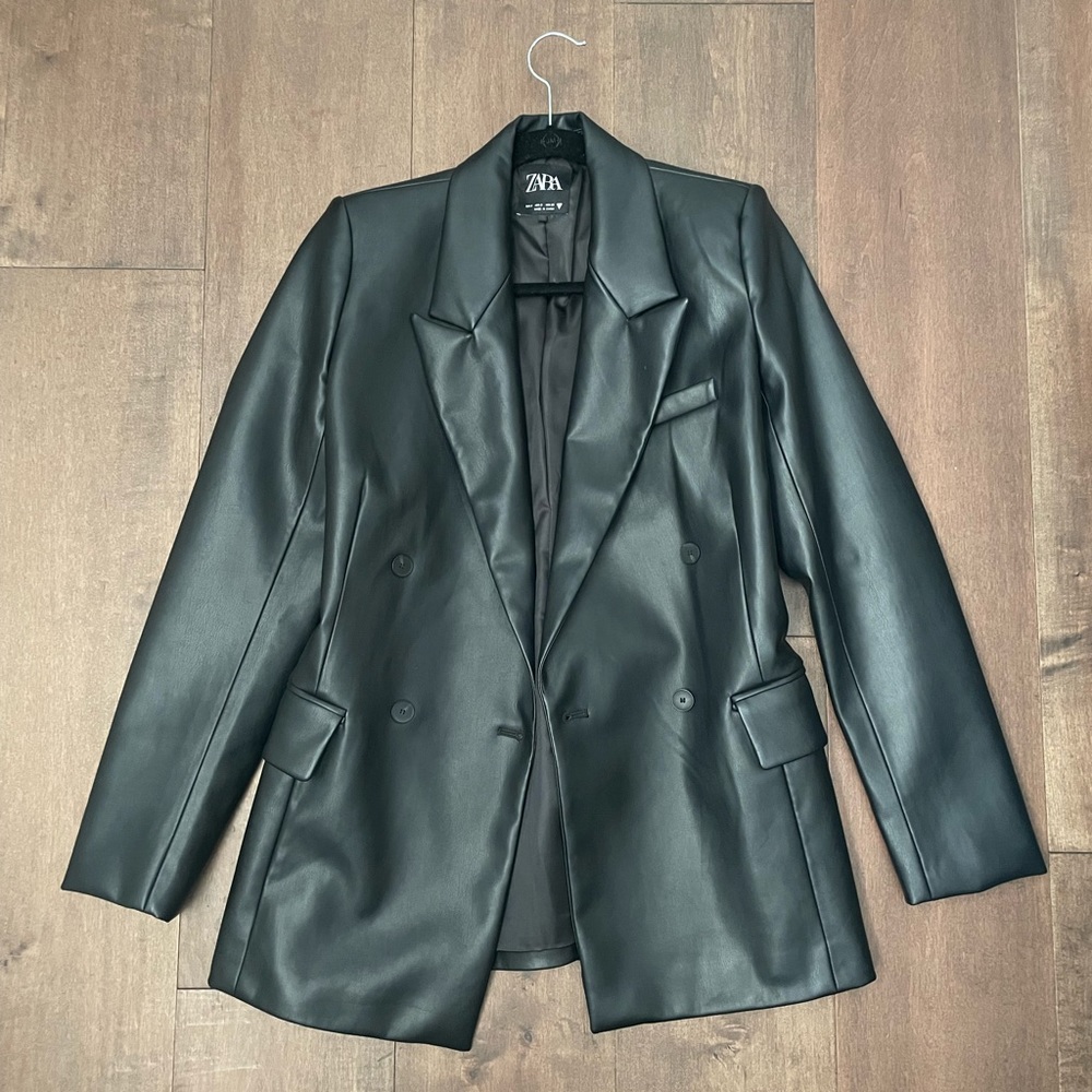 ZARA Faux Leather Blazer